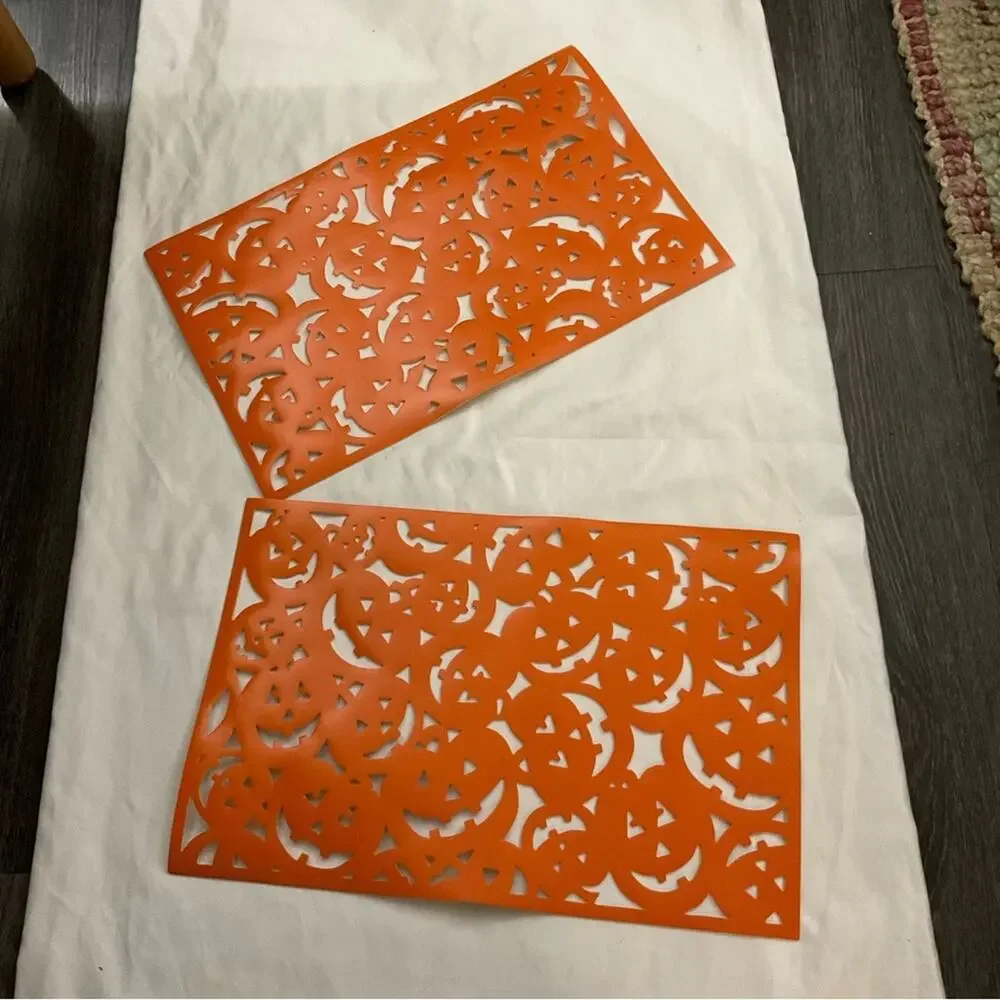 Two Halloween Jack o’ Lantern/ Pumpkin Placemats Fall Halloween Holiday Dining